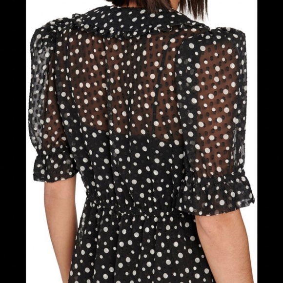 Marc Jacobs The Kat Polka-Dot Midi Chiffon Dress Crystal Heart Buttons Size 0 - Picture 8 of 13